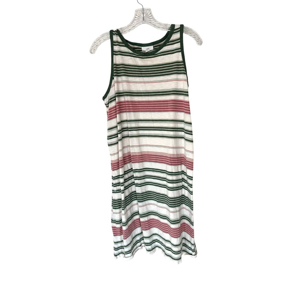 J. Jill Green Striped Sleeveless Round Neck Granola Girl  Soft Dress‎ Medium